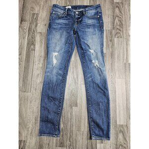 Gap 1969 Jeans Womens 27 Always Skinny Blue Destructed Distressed Stretch Denim